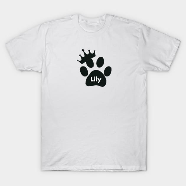 Lily cat name made of hand drawn paw prints T-Shirt by GULSENGUNEL